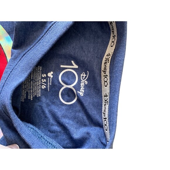 Disney 100 Graphic T-Shirt For Kids Size 5/6 Blue Mickey Mouse Design Cotton Ble - Picture 3 of 4